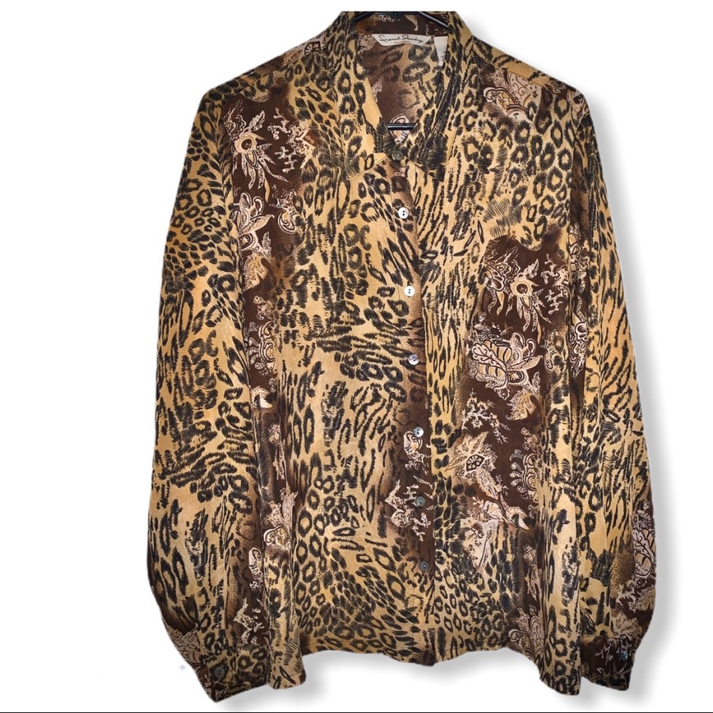 French Laundry Leopard Print Blouse 2X